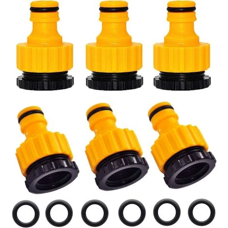 MINKUROW 6 Pièces 2 En 1 Adaptateur Raccord Connexion Nez De Robinet 1/2" Et 3/4" Vers Connecteur Rapide Pour Tuyau D'arrosage Jaune 3 MINKUROW 6 Pièces 2 En 1 Adaptateur Raccord Connexion Nez De Robinet 1/2" Et 3/4" Vers Connecteur Rapide Pour Tuyau D'arrosage Jaune