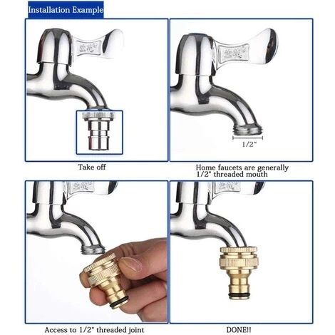 PERLE RARE 2 Pièces Connecteur De Robinet En Laiton Jardin, Accessoires De Connecteur De Tuyau D'Arrosage Connecteur De Tuyau D'Eau 3/4 Pouce 7 PERLE RARE 2 Pièces Connecteur De Robinet En Laiton Jardin, Accessoires De Connecteur De Tuyau D'Arrosage Connecteur De Tuyau D'Eau 3/4 Pouce – Image 5