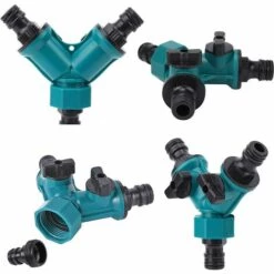 AOUGO Séparateur De Tuyau 2 Voies Arrosage Répartiteur De Robinet D'Eau Connecteur Rapide Adaptateur De Tuyau D'Arrosage Pour Robinet Jardin 3/4" Connecteur De Tuyau En Y 2 Voies Avec Vanne D'Arrêt 2 PCS -Promos Raccord d'arrosage Magasin 60281903 3