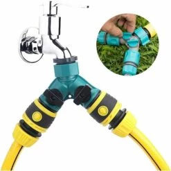 AOUGO Séparateur De Tuyau 2 Voies Arrosage Répartiteur De Robinet D'Eau Connecteur Rapide Adaptateur De Tuyau D'Arrosage Pour Robinet Jardin 3/4" Connecteur De Tuyau En Y 2 Voies Avec Vanne D'Arrêt 2 PCS -Promos Raccord d'arrosage Magasin 60281903 4