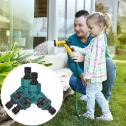 AOUGO Séparateur De Tuyau 2 Voies Arrosage Répartiteur De Robinet D'Eau Connecteur Rapide Adaptateur De Tuyau D'Arrosage Pour Robinet Jardin 3/4" Connecteur De Tuyau En Y 2 Voies Avec Vanne D'Arrêt 2 PCS -Promos Raccord d'arrosage Magasin 60281903 5