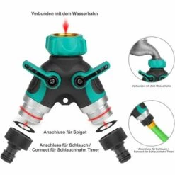 AOUGO Distributeur à 2 Voies Séparateur De Tuyau Y-Distributeur 3/4” Raccord Tuyau D'arrosage Avec 2 Sorties Vannes 26,5 Mm Débit D'eau Réglable Et Verrouillable 2 Connecteurs Et 4 Rondelles -Promos Raccord d'arrosage Magasin 60281916 4