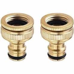 AOUGO 2 Pièces Connecteur De Robinet En Laiton Jardin, Accessoires De Connecteur De Tuyau D'Arrosage Connecteur De Tuyau D'Eau 3/4 Pouce, Adapté Au Robinet De Tuyau D'Arrosage, Arroseur De Pelouse