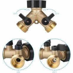 JOORRT Robinet Double Machine A Lave, Répartiteur De Robinet De Jardin En Laiton, Raccord En Y, 3/4 Pouces Pour Connexion De 2 Appareils -Promos Raccord d'arrosage Magasin 60667858 2