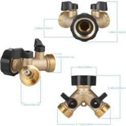 JOORRT Robinet Double Machine A Lave, Répartiteur De Robinet De Jardin En Laiton, Raccord En Y, 3/4 Pouces Pour Connexion De 2 Appareils -Promos Raccord d'arrosage Magasin 60667858 5