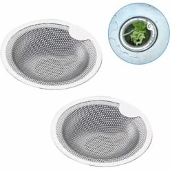 FR-LIFE BR-Vie Crépine D'évier Tamis D'évier Tamis D´évier INOX Attrape Cheveux Douche Baignoire Grille Evier Cuisine Filtre Anti-colmatage Pour Evier De Cuisine Salle De Bain Lavabo Baignoires, 2 Pcs (10.2cm)