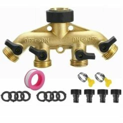 SINCèREETALI Robinet Y Selecteur 4 Sorties Vannes, Connecteur De Robinet En Laiton Distributeur 4 Voies Séparateur De Tuyau Répartiteur Pour L'irrigation Du Jardin