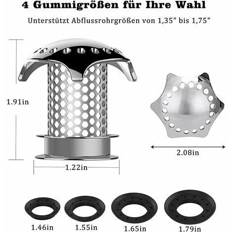 FOZIY Crépine De Vidange, Attrape-cheveux En Acier Inoxydable 304, Protecteur De Vidange Antirouille.,Fonepro 4 FOZIY Crépine De Vidange, Attrape-cheveux En Acier Inoxydable 304, Protecteur De Vidange Antirouille.,Fonepro – Image 2