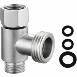 IHIASDFLS Nverseur 3 Voies En Laiton Chromé De 1,27 , Raccord De Tuyau En T De 9,5 Mm Et 1,27 Pour Tuyau De Douche D'angle