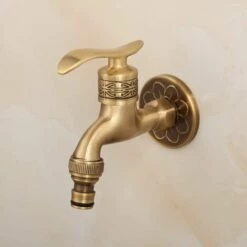 GALOZZOIT Robinet D'eau Froide Laiton Antique Mural Montage Levier Poignée Robinet De Machine à Laver Pour Salle De Bain-Court -Promos Raccord d'arrosage Magasin 64079160 2