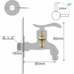 GALOZZOIT Robinet D'eau Froide Laiton Antique Mural Montage Levier Poignée Robinet De Machine à Laver Pour Salle De Bain-Court -Promos Raccord d'arrosage Magasin 64079160 3