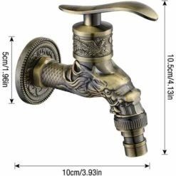 EAUDACè Robinet En Laiton Antique, Antique Bibcock, Antique Cuivre Dragon Sculpté Robinet Pour La Maison, La Cuisine, La Salle De Bain, Le Jardin Extérieur -Promos Raccord d'arrosage Magasin 64426607 3