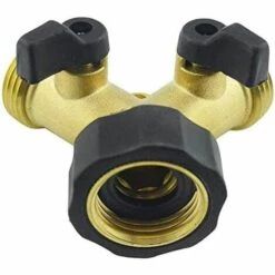 SINCèREETALI Tuyau D'arrosage En Laiton Avec Connecteur Y Vanne Y Valve Connecteur Tuyau De Jardin Poignée Confort Robinet De Sortie De Robinet Avec 2 Vannes Indépendantes On/off
