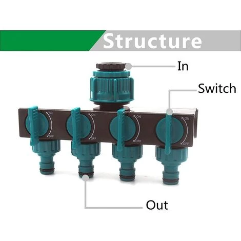 MERéTéET Répartiteur De Tuyau D'arrosage à 4 Voies Avec Vannes Individuelles Marche/Arrêt, Déviateur D'irrigation De Jardin, Raccords De Tuyau Pour Arrosage De Jardinage Arrosage De Floraison 10.2*18*8cm Verte,KoleZy 5 MERéTéET Répartiteur De Tuyau D'arrosage à 4 Voies Avec Vannes Individuelles Marche/Arrêt, Déviateur D'irrigation De Jardin, Raccords De Tuyau Pour Arrosage De Jardinage Arrosage De Floraison 10.2*18*8cm Verte,KoleZy – Image 3