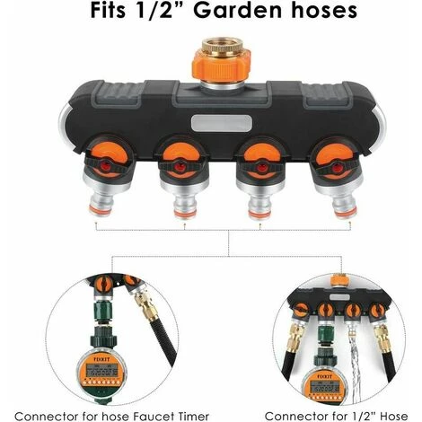 Dontodent Distributeur 2/4 Voies, 3/4"et 1/2" Avec Adaptateur De Robinet, Convient Pour L'Irrigation De Jardin Et Tuyau D'Arrosage 6 Dontodent Distributeur 2/4 Voies, 3/4"et 1/2" Avec Adaptateur De Robinet, Convient Pour L'Irrigation De Jardin Et Tuyau D'Arrosage – Image 4