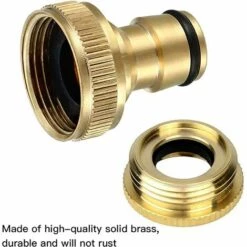 BENOBBY KIDS Lot De 2 Raccord De Tuyau D'arrosage En Laiton Adaptateur Robinet 1/2" Et 3/4" Tuyau Robinet Fileté Adaptateur Pour Robinet Cuisine Jardin Robinet -Promos Raccord d'arrosage Magasin 64874420 3