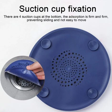 LITZEE 2 Pièces Protection De Drain De Silicone,Couvercles De Drain De Douche,Filtre à Cheveux Douche,Filtre Evier De Cuisine Avec Ventouse(Gris Et Bleu) 5 LITZEE 2 Pièces Protection De Drain De Silicone,Couvercles De Drain De Douche,Filtre à Cheveux Douche,Filtre Evier De Cuisine Avec Ventouse(Gris Et Bleu) – Image 3