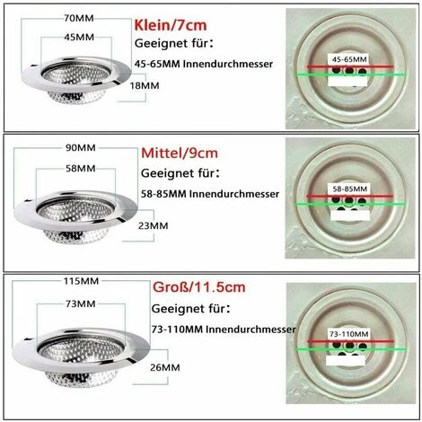 L'FLANEUR Crépine De Vidange, Crépine De Filtre D'évier De Baignoire De Douche D'évier De Cuisine En Acier Inoxydable De 7 CM, Crépine De Vidange 2 Pièces ANEUR 4 L'FLANEUR Crépine De Vidange, Crépine De Filtre D'évier De Baignoire De Douche D'évier De Cuisine En Acier Inoxydable De 7 CM, Crépine De Vidange 2 Pièces ANEUR – Image 2