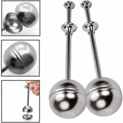MERéTéET Passoires à Thé Pour Tasse Boule à Thé Diffuseur à Thé Infuseur à Thé Inox Pour Tasse Boule à Thé à Long Manche Passoire à Thé En Acier Inoxydable Pince Boule à Thé Inox 17*4.7cm Argent 2 Pièces，KoleZy -Promos Raccord d'arrosage Magasin 65383060 4
