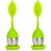 MERéTéET Infuseur De Thé, 2 Pièces Infuseur à Thé En Silicone, Feuilles De Thé Infuseur, Passoire A Thé, Avec Poignées En Silicone, Design De Feuille Moderne, Pour Filtrer Le Thé 15*3.8cm (Vert)，KoleZy -Promos Raccord d'arrosage Magasin 65383066 1