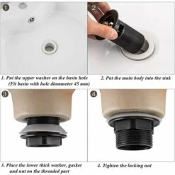 OSQI Vidage De Lavabo Pop Up, évier De Lavabo à Fente, Noir Mat, Vidage De Lavabo à Fente, évier De Lavabo à Bouchon à Ressort, Sans Trop-plein, Pour Salle De Bain, Lavabo, Lavabo (noir) -Promos Raccord d'arrosage Magasin 65503994 4