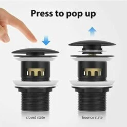 OSQI Vidage De Lavabo Pop Up, évier De Lavabo à Fente, Noir Mat, Vidage De Lavabo à Fente, évier De Lavabo à Bouchon à Ressort, Sans Trop-plein, Pour Salle De Bain, Lavabo, Lavabo (noir) -Promos Raccord d'arrosage Magasin 65503994 5
