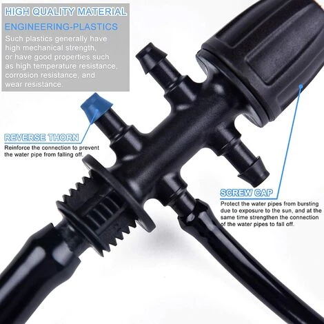 OSQI Connecteur De Tuyau D'irrigation De Jardin, Raccords En T Barbelés Irrigation Goutte à Goutte Pour Tube D'irrigation De 1/2" à 1/4" Accessoires D'arrosage à 6 Voies, Noir 5 OSQI Connecteur De Tuyau D'irrigation De Jardin, Raccords En T Barbelés Irrigation Goutte à Goutte Pour Tube D'irrigation De 1/2" à 1/4" Accessoires D'arrosage à 6 Voies, Noir – Image 3