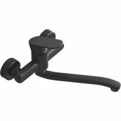 OSQI Robinet De Cuisine à Poignée Unique Fixé Au Mur Corps En Laiton De Haute Qualité Projection Noire 250mm（G1/2）