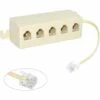 OSQI Voies Prise 6P4C RJ11 Téléphone Téléphone Modulaire Jack Ligne Répartiteur Adaptateur Beige 1-in-5-out -Promos Raccord d'arrosage Magasin 65506429 1