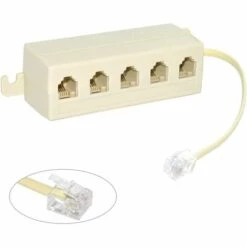OSQI Voies Prise 6P4C RJ11 Téléphone Téléphone Modulaire Jack Ligne Répartiteur Adaptateur Beige 1-in-5-out