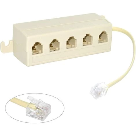 OSQI Voies Prise 6P4C RJ11 Téléphone Téléphone Modulaire Jack Ligne Répartiteur Adaptateur Beige 1-in-5-out 3 OSQI Voies Prise 6P4C RJ11 Téléphone Téléphone Modulaire Jack Ligne Répartiteur Adaptateur Beige 1-in-5-out