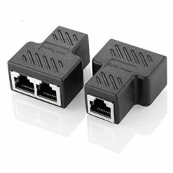 OSQI Adaptateur De Connecteurs Répartiteurs RJ45 - Coupleur Répartiteur Ethernet Double Prise HUB Interface Contact Fiche Modulaire Lot De 2 (Remarque : Deux Ports Ne Peuvent Pas Fonctionner En Même Temps)