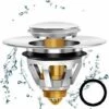 MERéTéET Noyau De Rebond De Type Poussoir,Bouchon De Vidange D'évier Escamotable Bouchon Baignoire Bouchon Baignoire Vidange D'évier Bouchon Lavabo Pour Cuisine Et Salle De Bain 34-39mm -Promos Raccord d'arrosage Magasin 65788625 1