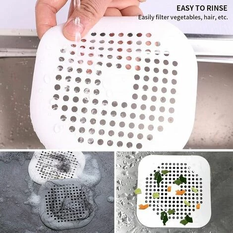 MERéTéET Lot De 4 Filtre Evier Cuisine,Protections De Vidange En Silicone,Filtre Drain De Douche Avec Ventouse,pour Évier De Douche,Douche,Baignoire(Blanc Et Gris) 5 MERéTéET Lot De 4 Filtre Evier Cuisine,Protections De Vidange En Silicone,Filtre Drain De Douche Avec Ventouse,pour Évier De Douche,Douche,Baignoire(Blanc Et Gris) – Image 3