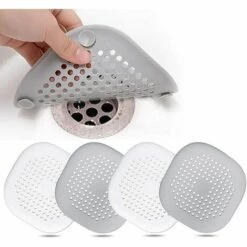 ENJOY 4 Pcs Protection De Drain De Silicone, Filtre Evier De Cuisine Avec Ventouse, Filtre De Couverture De Drain De Baignoire, Filtre D'éVier De Cuisine Et Salle De Bain.