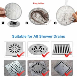 Lot De 2 Filtre Pour Bonde De Douche Filtre De Vidange à Bouchon D'égout Filtre Cheveux Drain De Douche En Acier Inoxydable De 12 Cm Pour Salle De Bain Cuisine Et WC,ladacèe -Promos Raccord d'arrosage Magasin 66574898 4