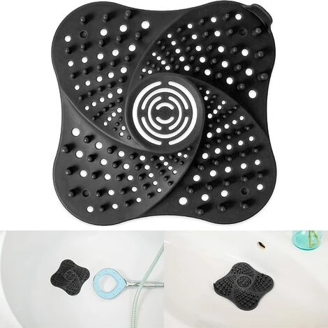 FVO Filtres De Drain D’évier En , 13 X 13 Cm, 1 X Noir, Avec 4 Ventouses, Bouchon D’eau Pour Salle De Bain, Crépine à Cheveux Pour La Douche, Filtre Attrape-cheveux Pour Baignoire, Nettoyage Facile 3 FVO Filtres De Drain D’évier En , 13 X 13 Cm, 1 X Noir, Avec 4 Ventouses, Bouchon D’eau Pour Salle De Bain, Crépine à Cheveux Pour La Douche, Filtre Attrape-cheveux Pour Baignoire, Nettoyage Facile