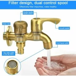 OCXIN Robinet Double Sortie 1/2 Pouce Robinet De Jardin 2 Raccords En Laiton Robinet Double Robinet Machine à Laver Robinet Extérieur Pour Jardin, Machine à Laver, Baril De Pluie 10 OCXIN Robinet Double Sortie 1/2 Pouce Robinet De Jardin 2 Raccords En Laiton Robinet Double Robinet Machine à Laver Robinet Extérieur Pour Jardin, Machine à Laver, Baril De Pluie -Promos Raccord d'arrosage Magasin 66998684 4