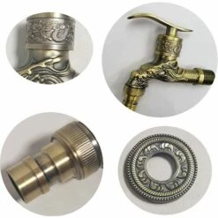 ECHOO Robinet Vintage, Robinet En Laiton Antique, Robinet De Jardin De Style Antique, Robinet De Robinet Sculpté Dragon Antique Pour Maison Cuisine Salle De Bains Jardin Extérieur -Promos Raccord d'arrosage Magasin 67883666 3