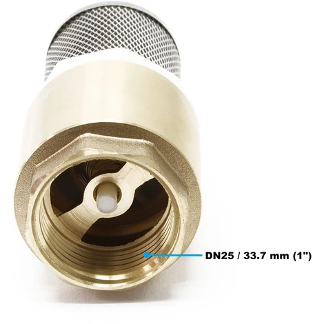 WILTEC Laiton Clapet Pied 33,7mm (1") DN25 Anti-retour Avec Crépine D'aspiration En Acier Inox 5 WILTEC Laiton Clapet Pied 33,7mm (1") DN25 Anti-retour Avec Crépine D'aspiration En Acier Inox – Image 3